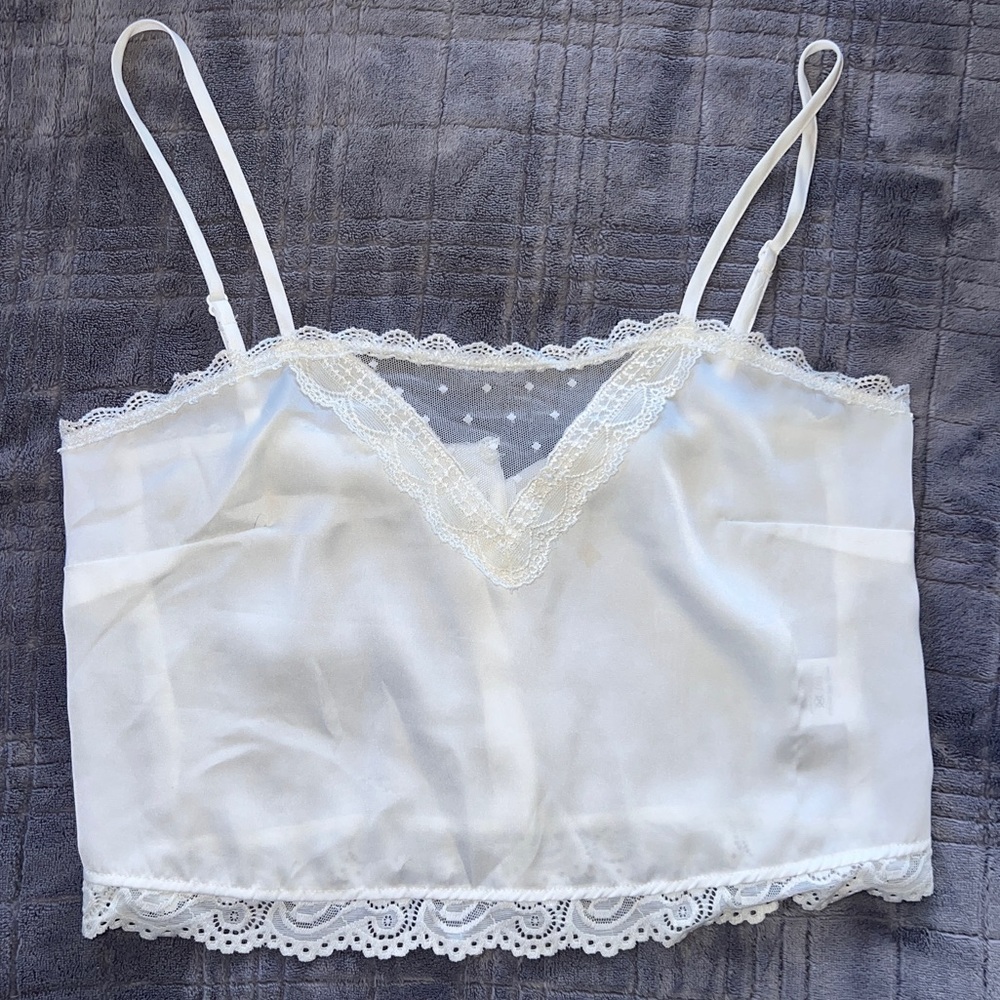 Beautiful brandy Melville white slip crop cami